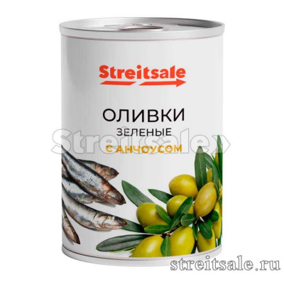 Оливки зелёные с анчоусом 270 грамм