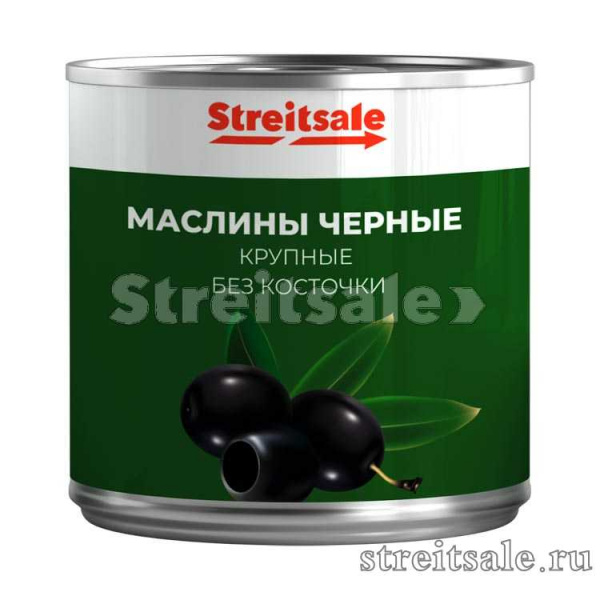 Маслины чёрные без косточки, крупные 270 гр Испания